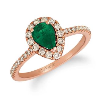 Le Vian Ladies Emerald Rings set in 14K Strawberry Gold