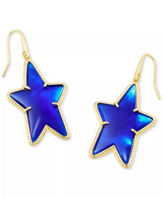 Kendra Scott Womens Ada Star Small Drop Earrings In Gold Cobalt Blue Illusion