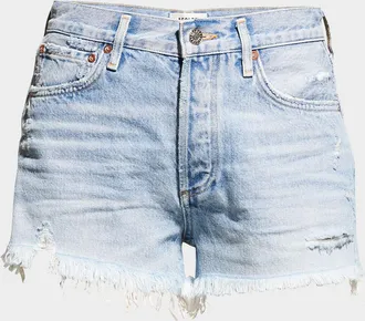 A Gold E Parker Vintage Frayed-Hem Denim Shorts