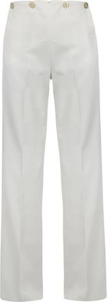 Department Five Rechte Gabardine Broek met Knoopsluiting - Dames - Wijde Broeken - Wit - W26 - Leer - Broeken