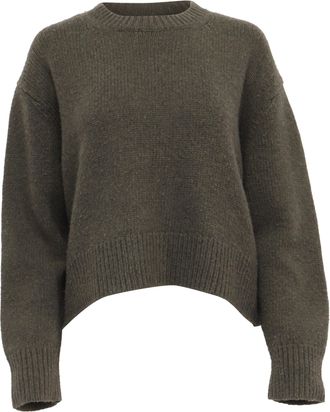 Nili Lotan Nili Lotan Crew Neck Knitted Sweater in Olive Green Wool