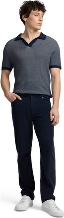 Onia Textured Cotton Johnny Collar Polo in Midnight/white at Nordstrom, Size Xx-Large