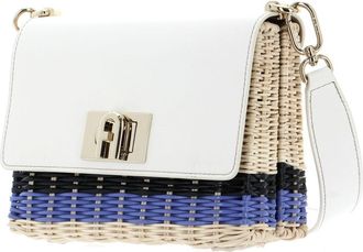 Furla Womens Shoulder Bag White Wicker Leather