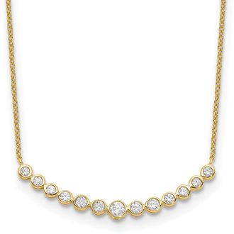 Diamond2Deal 14K Gold 1/2 Ct Lab Grown Diamond Curved Bar Necklace 18 Clarity VS, Color D-E