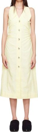 Ganni Womens Seersucker Midi Dress In Gre