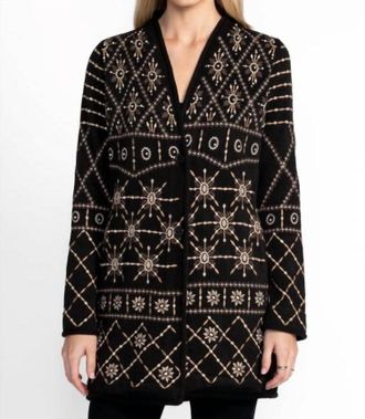 Johnny Was Biya Rhodes Pearl Midi Cardigan In B57924-O:blk