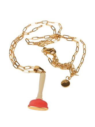 Seletti x Toiletpaper sink plunger necklace - unisex - stainless steel/Gold Plated Metal - One Size