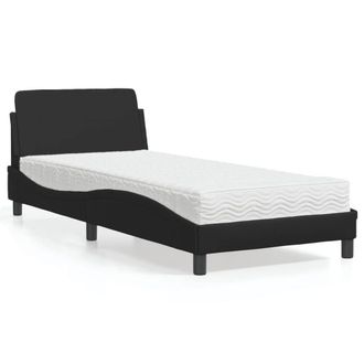 Berkfield Home Bed with Mattress Black Single Faux Leather