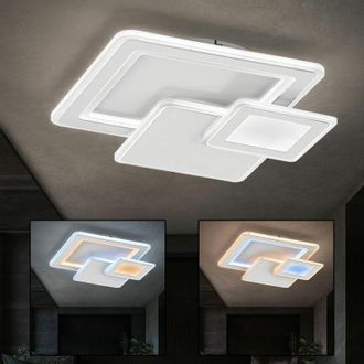 Wofi Leuchten Plafoniera led con telecomando plafoniera sala da pranzo moderna dimmerabile cct, metallo plastica, 36W 2900Lm, LxPxA 48x48x7,5 cm Wofi 11860