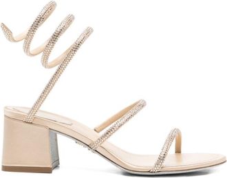 Rene Caovilla Beige Cleo Crystal Heels