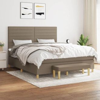 vidaXL Vidaxl - Cama Box Spring Con Colch&oacute;n Tela Gris Taupe 160x200 Cm