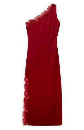 Mango One-Shoulder Scarf Cocktail Dress in Red at Nordstrom, Size 10