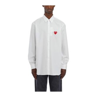 Comme Des Gar&ccedil;ons Casual Shirts, male, White, Size: XL Cotton Logo Shirt