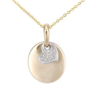 Diamant L'éternel Womens 9ct Yellow and White Gold Diamond Heart Charm Pendant Necklace of Length 46cm - One Size