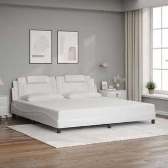 vidaXL Estructura De Cama Sin Colch&oacute;n Cuero Sint&eacute;tico Blanco 200x200cm Vidaxl
