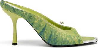Diesel D-Diams-High denim mule with floating Oval D - Moccasins and Mules - Woman - Green