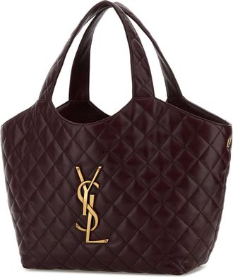 Saint Laurent Womens Icare Shoulder Bag Burgundy Lamb