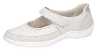 Waldl&auml;ufer Riemchenballerina WALDL&Auml;UFER HENNI, Damen, Gr. 4,5 (37,5), silber (hellgrau, silberfarben), Nappaleder, Nubukleder, Textil, Schuhe Riemchenballerina, 