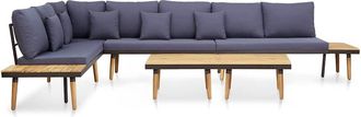 vidaXL Juego Muebles De Jard&iacute;n 5 Plazas Y Cojines Madera Acacia Marr&oacute;n Vidaxl