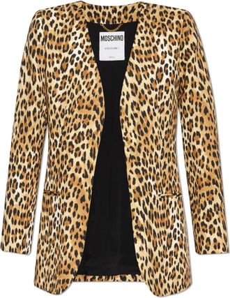 Moschino Blazer met dierenmotief - Dames - Blazers - Bruin - S - Wol - Jassen