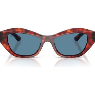 Ferrari 53mm Polarized Cat Eye Sunglasses in Havana Red /Polar Blue at Nordstrom