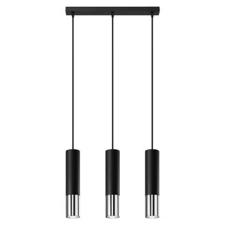 Sollux Lighting L&aacute;mpara de techo cromo negro acero alt. 90 cm