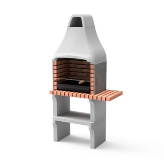 Movelar Barbacoa De Obra Prefabricada De Le&ntilde;a Y Carb&oacute;n Modelo New Iberia Plus Con Mini Soporte Lateral (gris, Naranja - 95 X 47 X 190 Cm) Ref: M00048 - Cocina