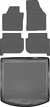 OEM Juego De Alfombrillas De Goma Para Volkswagen Touran I Minivan (2010-2015) + Alfombrilla Para El Maletero