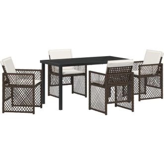 vidaXL Vidaxl - Conjunto De Comedor De Jard&iacute;n 5 Pcs Marr&oacute;n Rat&aacute;n Sint&eacute;tico