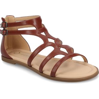 Journee Collection Genneva Cage Sandal - Extra Wide Width Available in Brown at Nordstrom Rack, Size 6.5