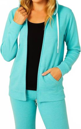 French Kyss Detail Zip Up Hoodie In Aqua