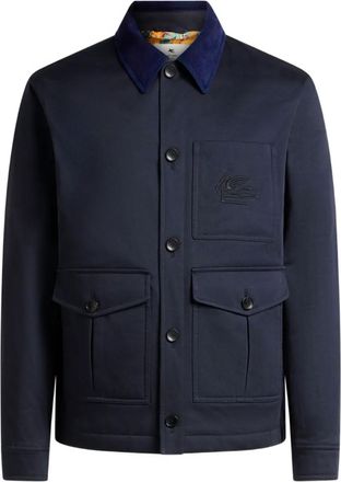 Etro Giacca con logo ricamato - Blu