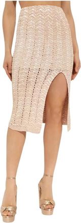 LoveShackFancy Beige Midi Rok Arbor - Dames - Kokerrokken - Beige - XS - Rokken