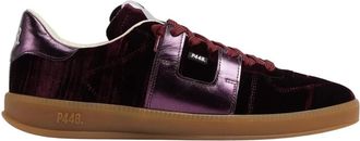 P448 Velvet en leren sneakers - Dames - Sneakers - Paars - 36 EU - Leer - Schoenen