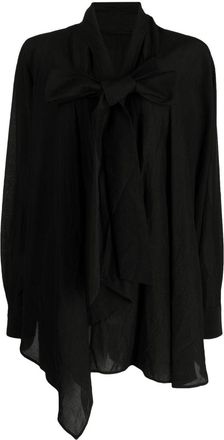 Forme Dexpression knot-detailing long-sleeve blouse - women - Linen/Flax/Viscose - 42 - Black