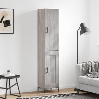 vidaXL Aparador Alto Madera Contrachapada Gris Sonoma 34,5x34x180 Cm Vidaxl