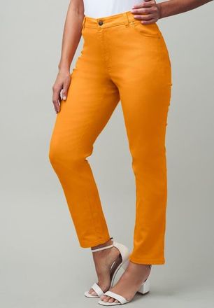 Jessica London True Fit Stretch Denim Straight Leg Jean in Rich Gold at Nordstrom, Size 26