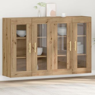 Berkfield Home Wall Mounted Cabinet Set of 2 Artisan oak Engineered wood in Brown