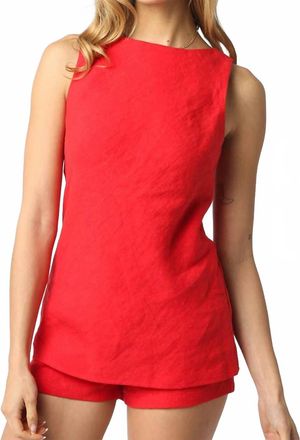 Olivaceous Womens Margot Linen Top In Red