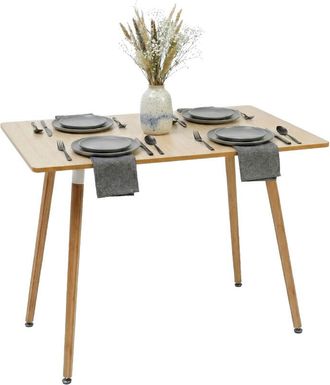 Relaxdays Relaxdays dining table, rectangular, HxWxD: 75 x 110 x 70 cm, MDF & bamboo, seats 4, Scandinavian, natural