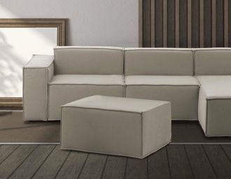 Talamo Italia Talamo Italia Puff Barbara, Otomana De La Sala De Estar, 100% Made In Italy, Sill&oacute;n Relax En Tela Tapizada, 80x70h43cm, T&oacute;rtola, Con Embalaje Reforzad
