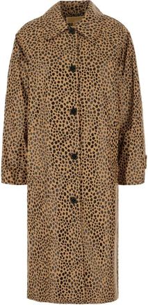 Michael Kors Cheetah Print Balmacaan Jas - Dames - Mantel - Bruin - L - Katoen - Jassen