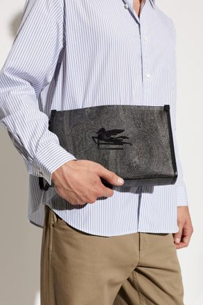 Etro Bag With A Detachable Wrist Strap, Mens, Grey