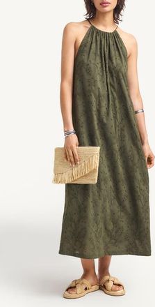 Vitamin A Alora Embroidered Organic Cotton Cover-Up Maxi Dress in Olive at Nordstrom, Size X-Small