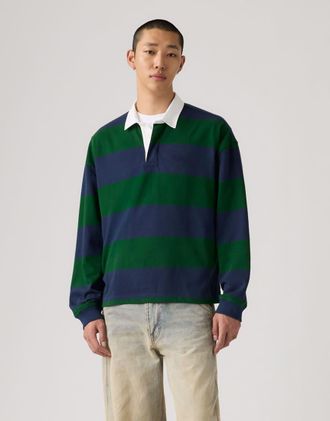 Levi's Hudson - Maglia blu navy squadrata stile rugby a righe multicolore