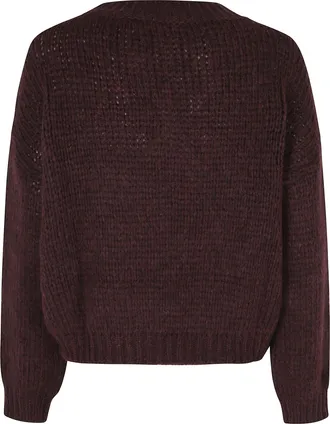 Roberto Collina Bordeaux V-Neck Sweater with Ribbed Trim by Roberto Collina