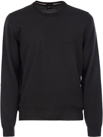 HUGO BOSS Regular Fit Virgin Wool Jumper With Embroidered Logo