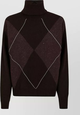 PESERICO wool silk cashmere high neck long sleeve geometric sweater