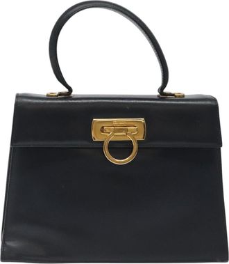 Ferragamo Gancini Navy Leather Handbag (Pre-Owned)