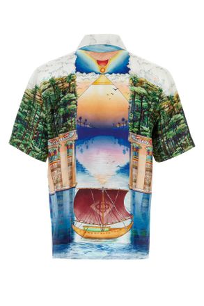 Casablanca Mens Printed Silk Shirt Multicolor Sweater